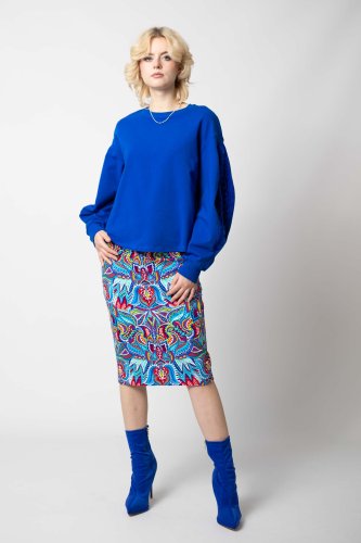 Spódnica midi krótka ołówkowa z rozporkiem z tyłu "MEXICO" white