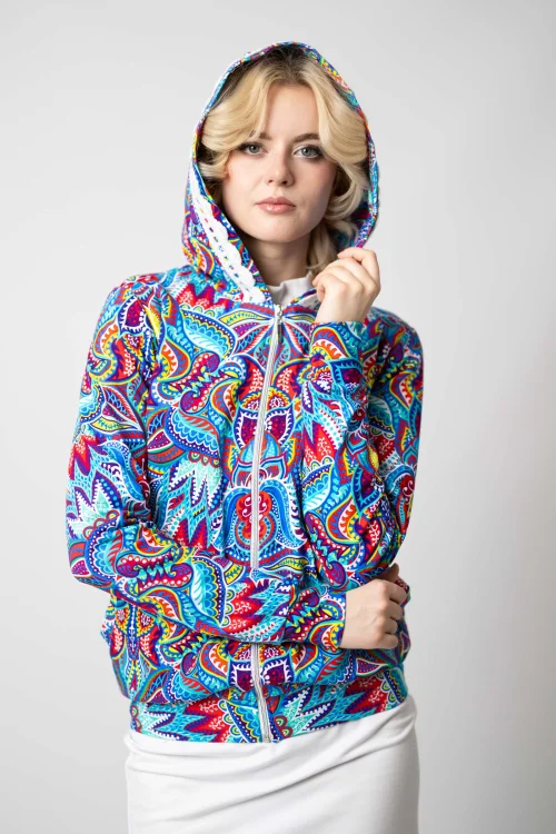 bluza bomberka kolorowa  z szydełkową koronką na kapturze kolekcja MEXICO white marka VIPPI DESIGN (1).jpg