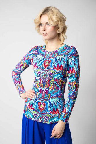 Bluzka klasyczna okrągły dekolt "MEXICO" white