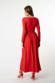Sukienka czerwona, wiskozowa maxi z rozporkiem "BASIC"  