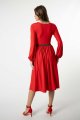 Sukienka czerwona, wiskozowa midi z rozporkiem "BASIC"  