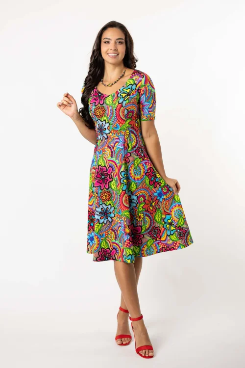 sukienka midi rozkloszowana, krótki rękaw kolekcja DOLCE marka VIPPI DESIGN (3).jpg