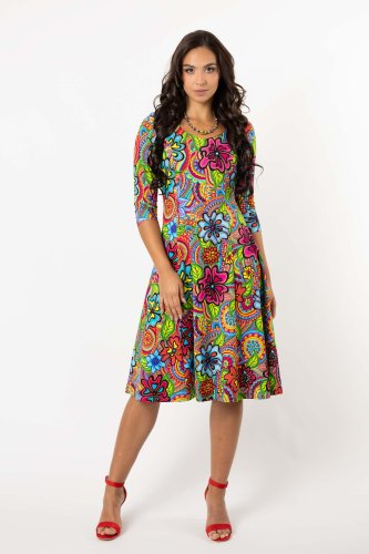 sukienka midi rozkloszowana, rękaw 3,4 kolekcja DOLCE marka VIPPI DESIGN (1).jpg
