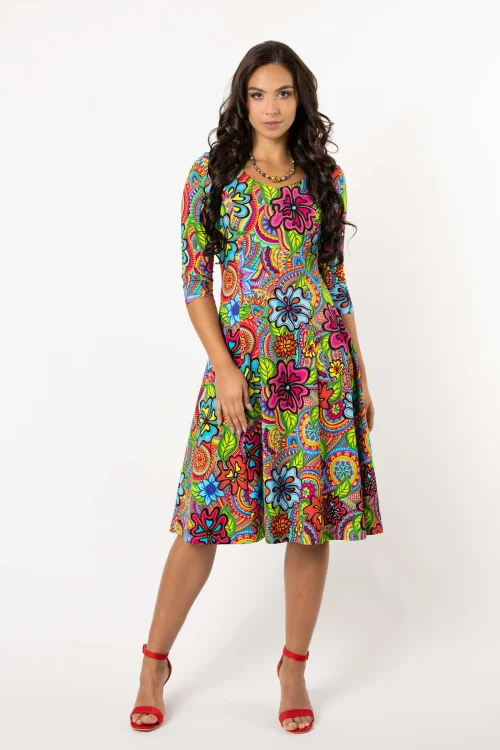 sukienka midi rozkloszowana, rękaw 3,4 kolekcja DOLCE marka VIPPI DESIGN (1).jpg