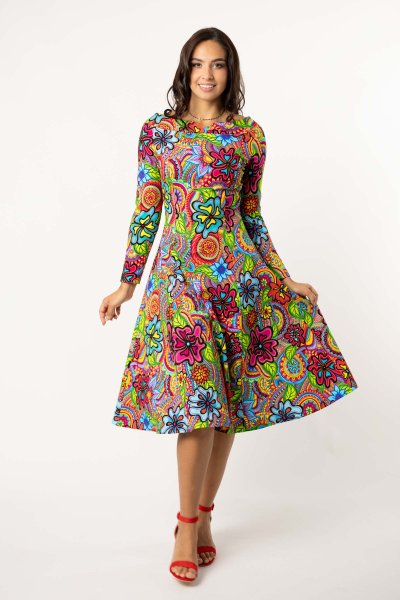 Sukienka midi rozkloszowana z pęknięciem na dekolcie "DOLCE" 