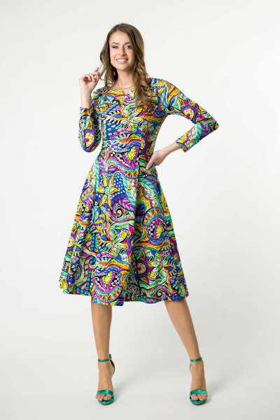 Sukienka midi rozkloszowana z pęknięciem na dekolcie "SALVADOR" 