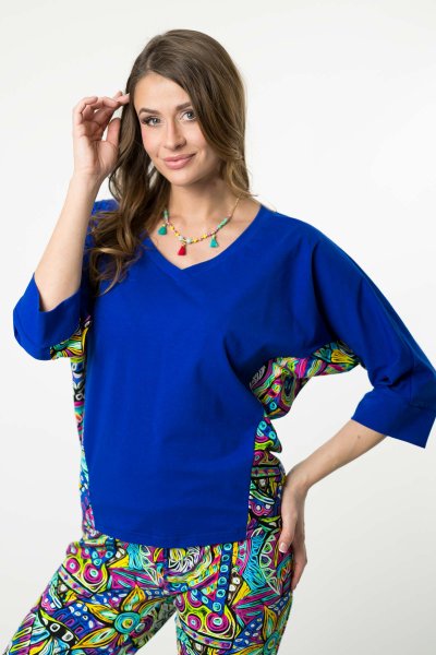 Bluzka kimonowa chabrowa dekolt V "SALVADOR" 