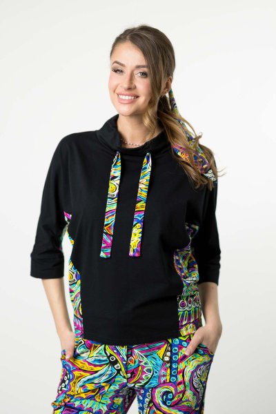 Bluzka kimonowa sportowa czarna "SALVADOR" 