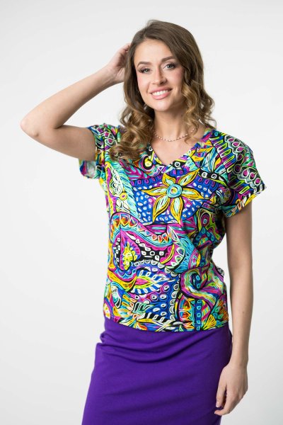 Bluzka trapezowa V krótki rękaw "SALVADOR"