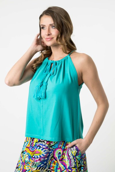 Bluzka wiskozowa miętowa wiązana "BASIC"