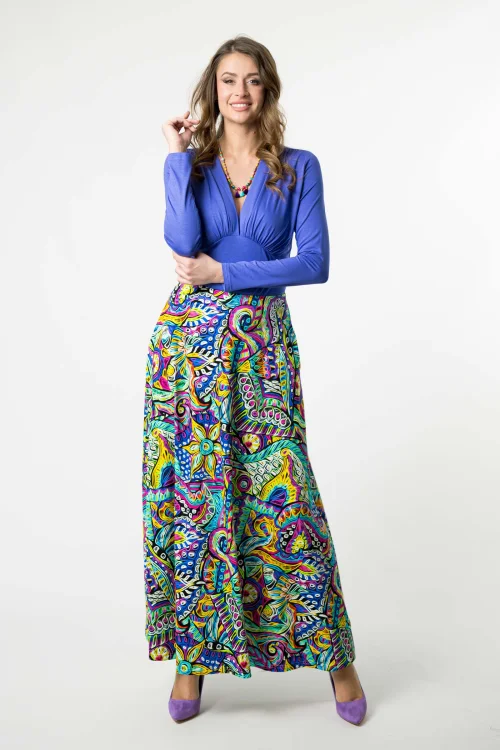 bluzka jasny fiolet wiskozowa z marszczeniami pod biustem kolekcja BASIC i spódnica długa kolekcja SALVADOR  marka VIPPI DESIGN- (4).jpg