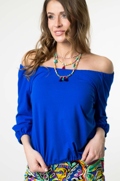 Bluzka chabrowa wiskozowa z gumkami "BASIC"