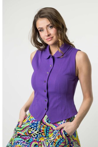 Kamizelka/bluzka jasny fiolet z kołnierzykiem "BASIC"
