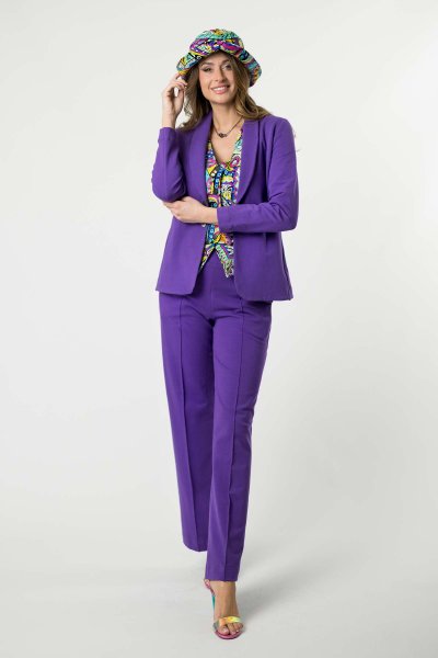 Spodnie jasny fiolet szerokie w kant "BASIC" 