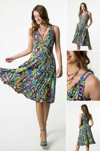 Sukienka wiskozowa z szydełkowymi ramiączkami  "SALVADOR" 