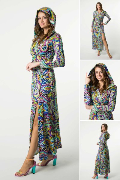 Sukienka długa z kopertowym dekoltem "SALVADOR"