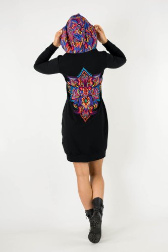 sukienka mini czarna sportowa z kapturem kolekcja MEXICO violet marka VIPPI design (3).jpg