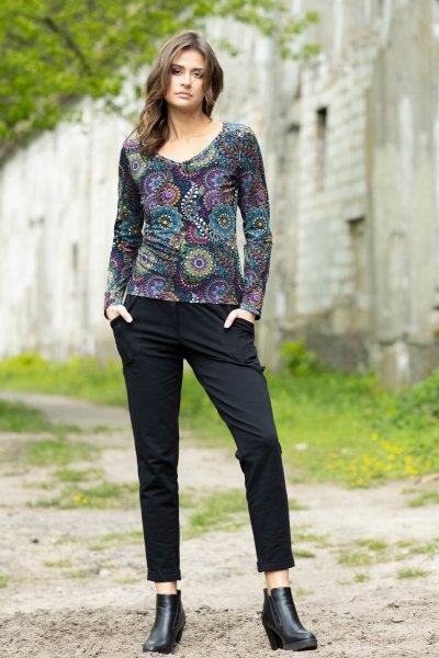 Spodnie z mankietami  czarne "BASIC" 