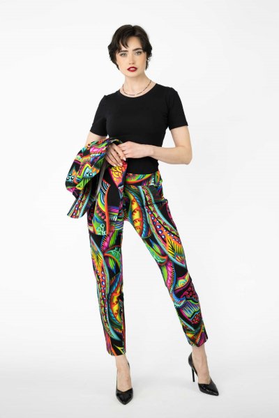 Spodnie wąskie w kant "RAVEL " (duży wzór) 