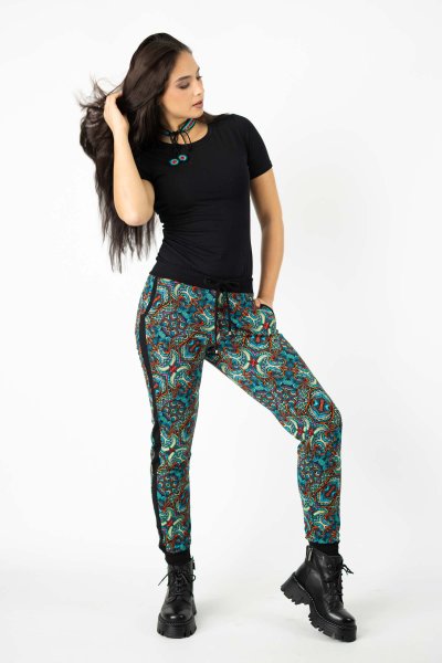 Spodnie z lampasami kolorowe "INDI" blue 