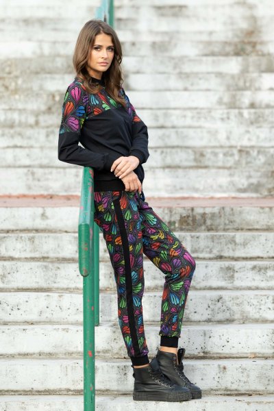 Spodnie z lampasami kolorowe "WIND" grey