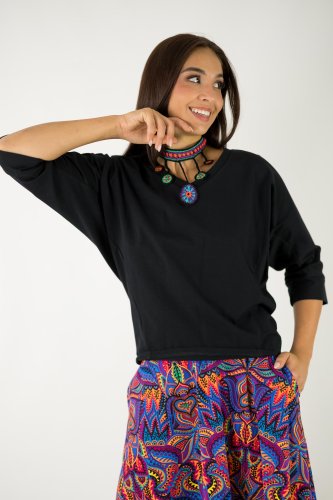 bluzka czarna kimonowa z aplikacją na tyle kolekcja MEXICO violet marka VIPPI design (2).jpg