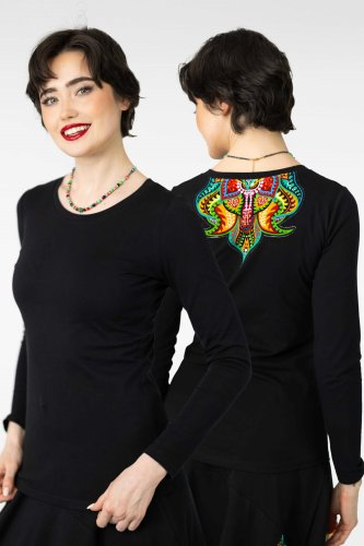 Bluzka klasyczna czarna z aplikacją na tyle "MEXICO"  