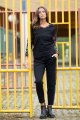 Bluzka trapezowa dekolt  V czarna "WIND" grey    