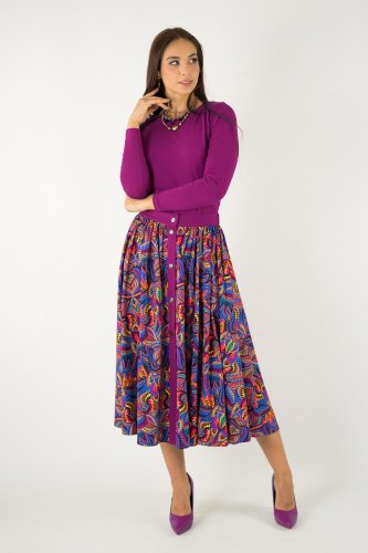 Spódnica midi zapinana "MEXICO" violet 