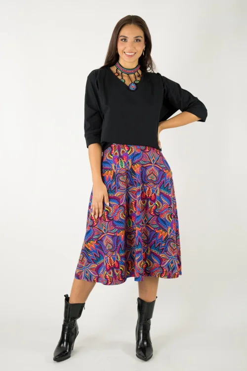 bluzka czarna kimonowa z aplikacją na tyle i spódnica midi z kieszeniami kolekcja MEXICO violet marka VIPPI design (2).jpg