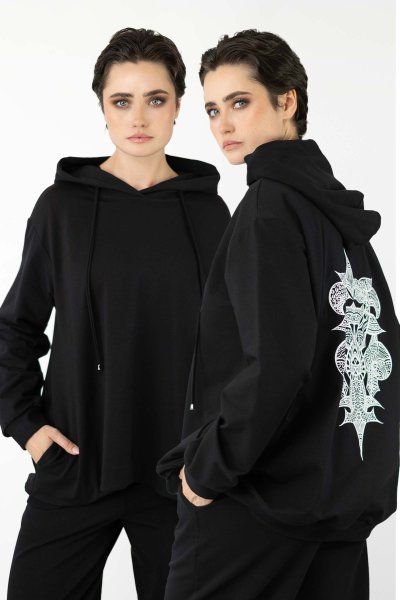 Bluza luźna z kapturem RAVEL "BLACK" 