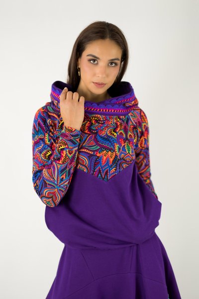 Bluza z szydełkową koronką fioletowa "MEXICO" violet 