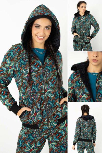 Bluza/kurtka ocieplana z kapturem  "INDI" blue