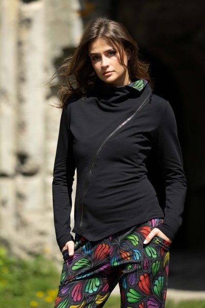 Bluza asymetryczna czarna "WIND" grey 
