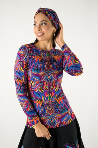 bluzka klasyczna okrągły dekolt i opaska przekładana kolekcja MEXICO violet marka VIPPI design (2).jpg