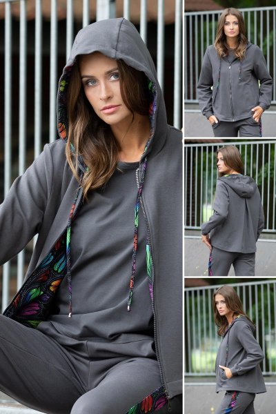 Bluza z kontrą grafit "WIND" grey 