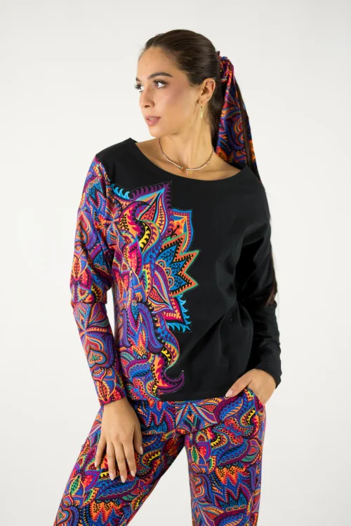 bluzka trapezowa z aplikacją na boku kolekcja MEXICO violet marka VIPPI design (1).jpg