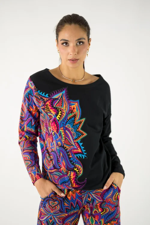 bluzka trapezowa z aplikacją na boku kolekcja MEXICO violet marka VIPPI design (2).jpg