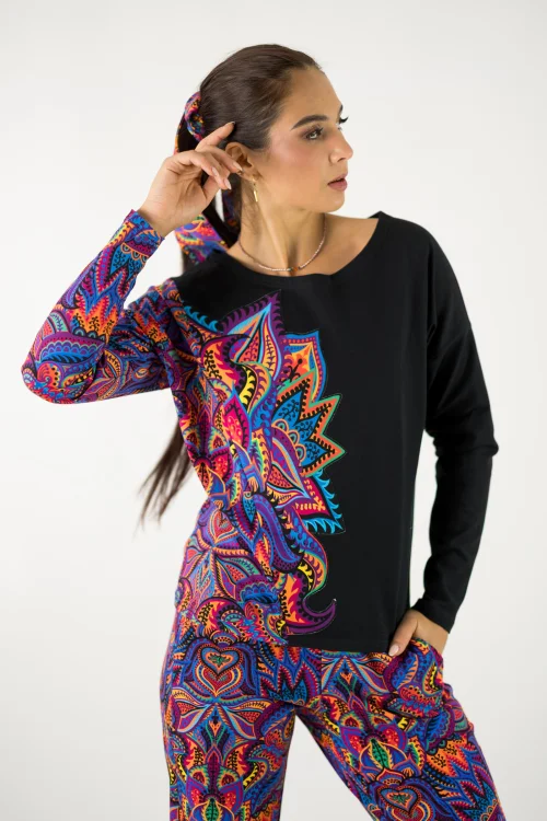 bluzka trapezowa z aplikacją na boku kolekcja MEXICO violet marka VIPPI design (3).jpg