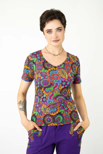 Bluzka klasyczna dekolt V krótki rękaw "BLISS"