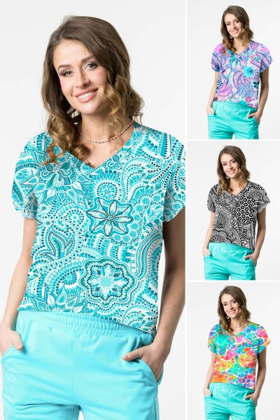 Bluzka trapezowa V krótki rękaw - WZÓR DO WYBORU