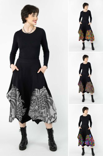 Spódnica czarna midi origami z aplikacjami - WZÓR DO WYBORU