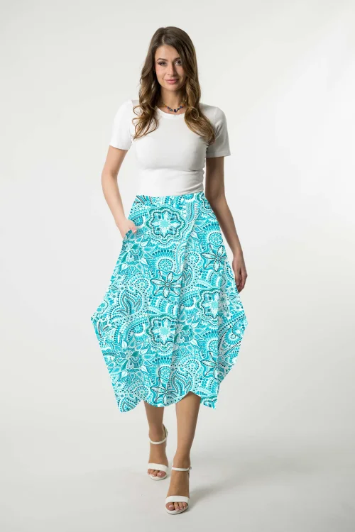 bluzka biała krotki rękaw i spodnica midi origami kolorowa kolekcja CONFETTI blue marka VIPPI DESIGN.jpg