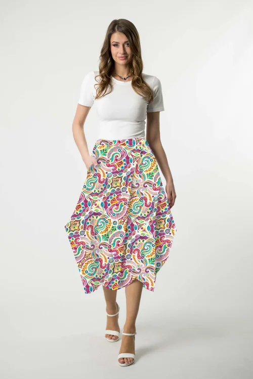 bluzka biała krotki rękaw i spodnica midi origami kolorowa kolekcja PARADISE  marka VIPPI DESIGN.jpg