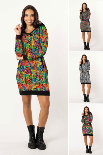 Sukienka mini sportowa  z kapturem - WZÓR DO WYBORU