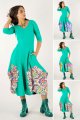 Sukienka midi origami miętowa z aplikacjami - WZÓR DO WYBORU  