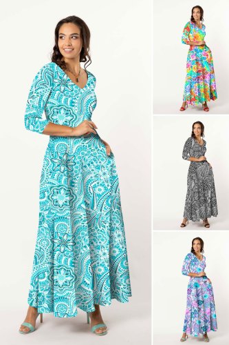 Sukienka długa dekolt V - WZÓR DO WYBORU