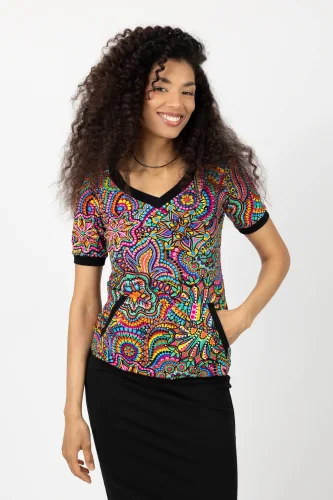 Bluzka sportowa V, krótki rękaw "CONFETTI" 