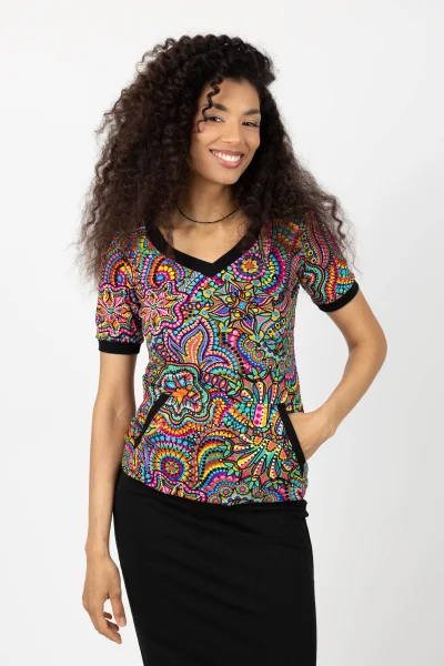 Bluzka sportowa V, krótki rękaw "CONFETTI" 