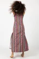 Sukienka długa z szydełkowym paskiem "CONFETTI" paski  